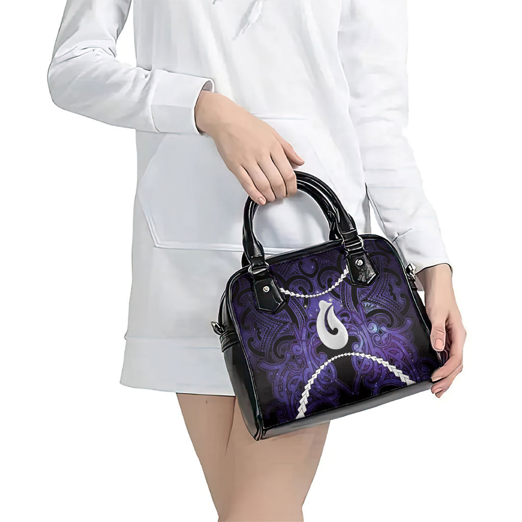 Maori Matariki Hei Matau Waiporoporo Shoulder Handbag Maori Kowhaiwhai Pattern Galaxy LT01 - Polynesian Pride