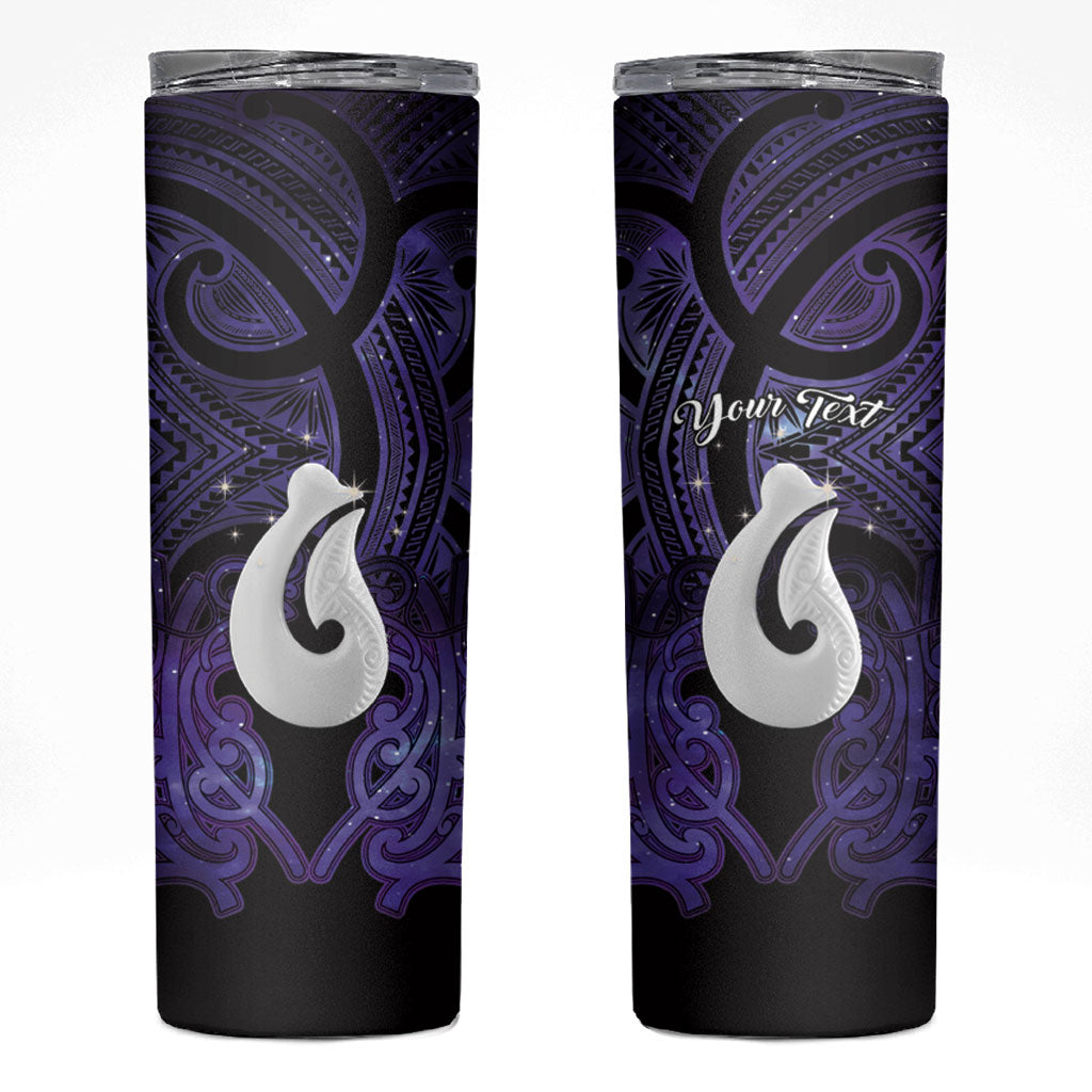 Personalised Maori Matariki Hei Matau Waiporoporo Skinny Tumbler Maori Kowhaiwhai Pattern Galaxy LT01 Purple - Polynesian Pride
