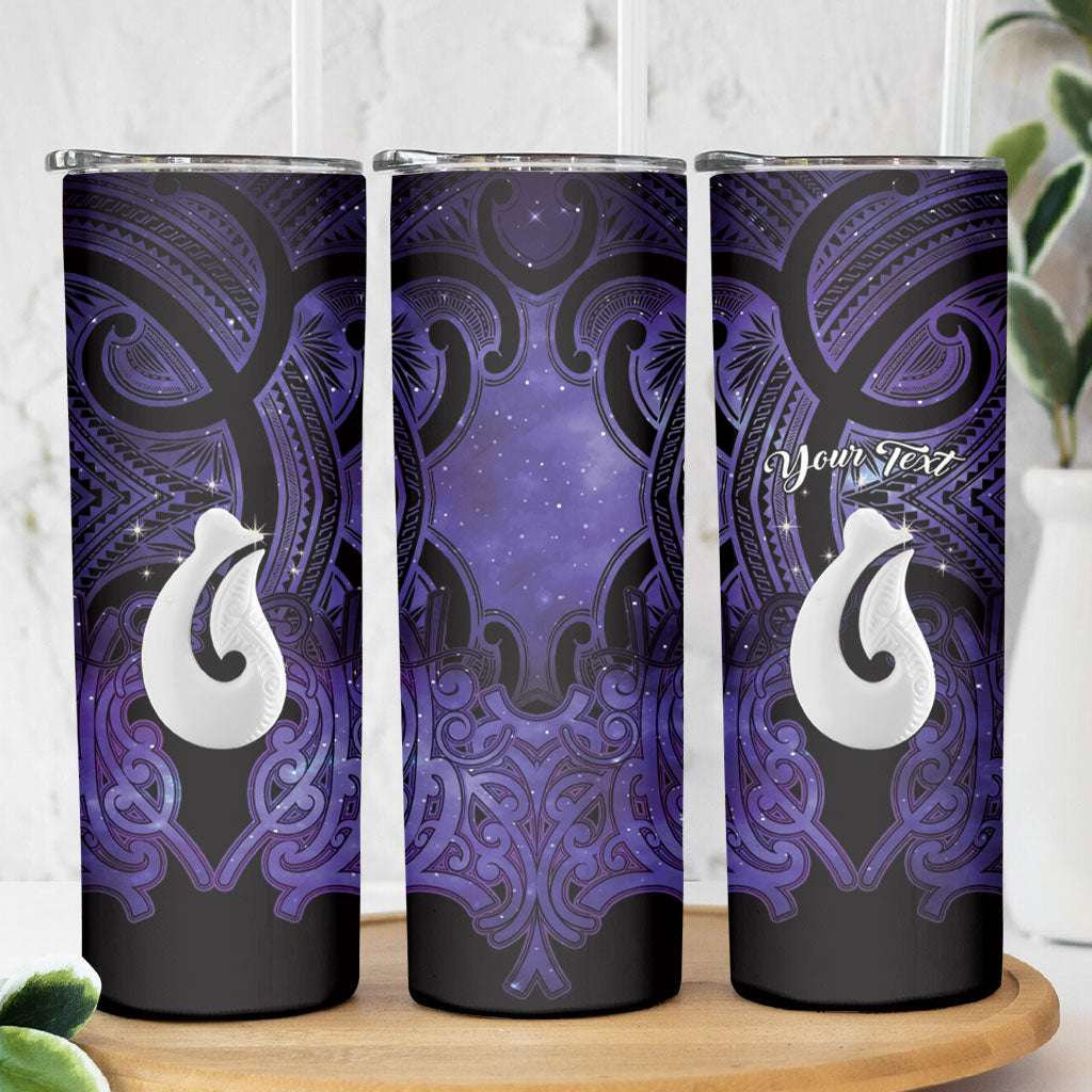 Personalised Maori Matariki Hei Matau Waiporoporo Skinny Tumbler Maori Kowhaiwhai Pattern Galaxy LT01 - Polynesian Pride