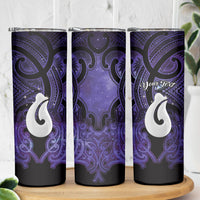 Personalised Maori Matariki Hei Matau Waiporoporo Skinny Tumbler Maori Kowhaiwhai Pattern Galaxy LT01 - Polynesian Pride