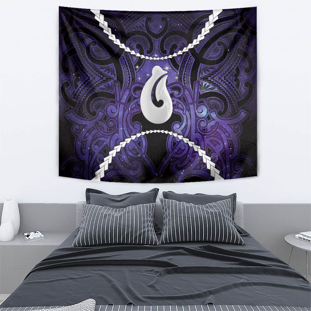 Maori Matariki Hei Matau Waiporoporo Tapestry Maori Kowhaiwhai Pattern Galaxy LT01 - Polynesian Pride