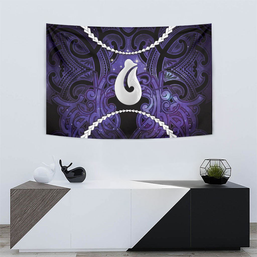 Maori Matariki Hei Matau Waiporoporo Tapestry Maori Kowhaiwhai Pattern Galaxy LT01 - Polynesian Pride