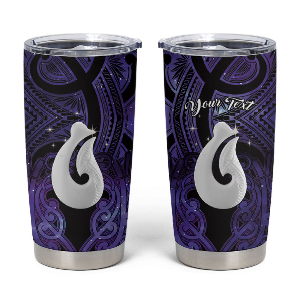 Personalised Maori Matariki Hei Matau Waiporoporo Tumbler Cup Maori Kowhaiwhai Pattern Galaxy