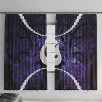 Maori Matariki Hei Matau Waiporoporo Window Curtain Maori Kowhaiwhai Pattern Galaxy LT01 With Hooks Purple - Polynesian Pride