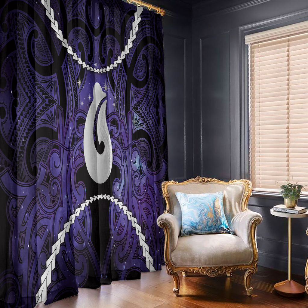 Maori Matariki Hei Matau Waiporoporo Window Curtain Maori Kowhaiwhai Pattern Galaxy LT01 - Polynesian Pride