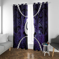 Maori Matariki Hei Matau Waiporoporo Window Curtain Maori Kowhaiwhai Pattern Galaxy LT01 With Grommets Purple - Polynesian Pride
