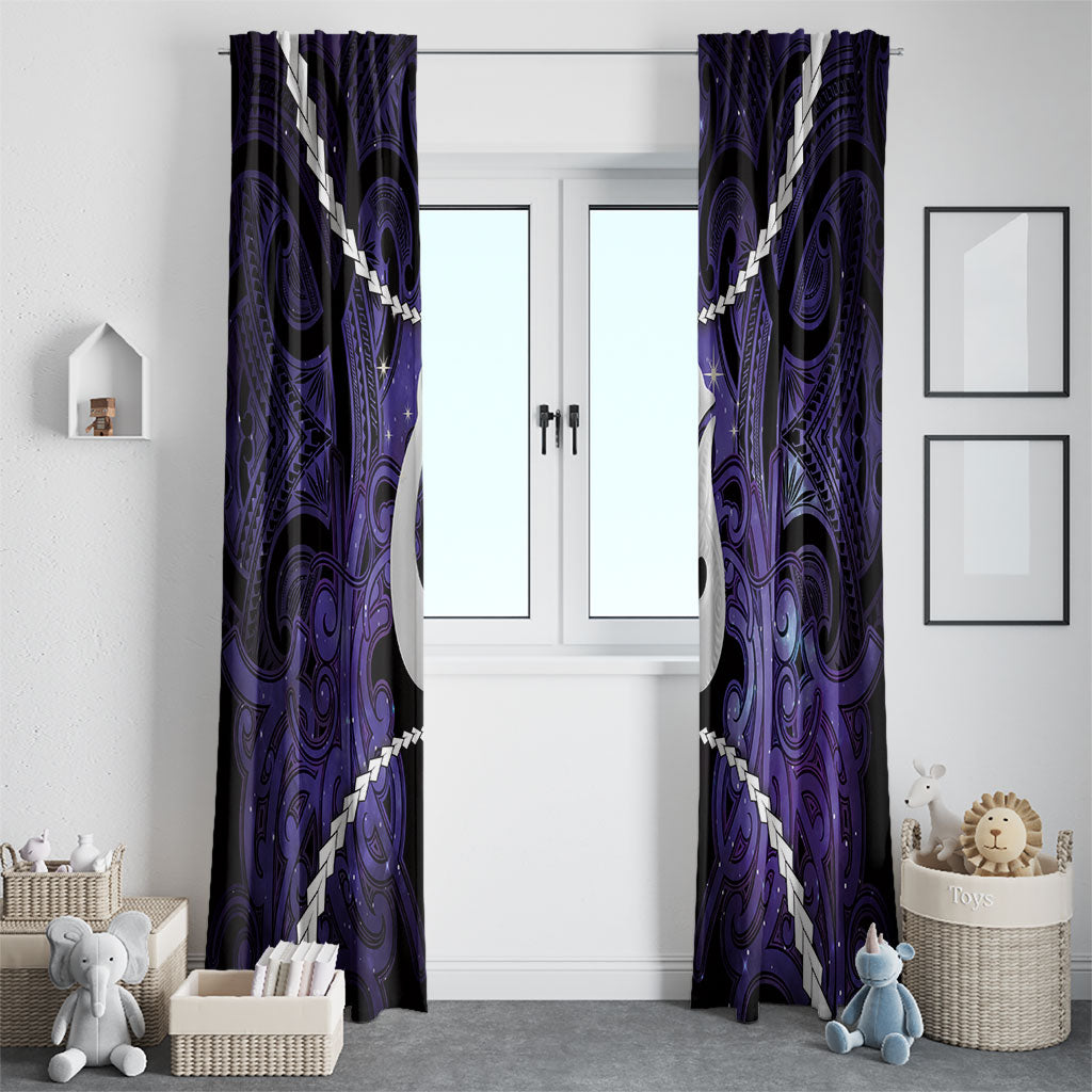Maori Matariki Hei Matau Waiporoporo Window Curtain Maori Kowhaiwhai Pattern Galaxy LT01 - Polynesian Pride