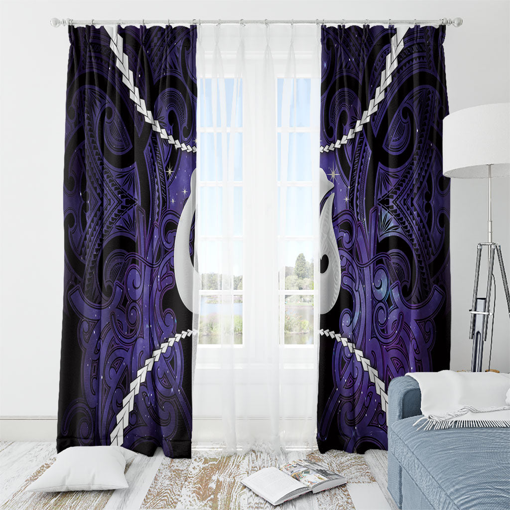 Maori Matariki Hei Matau Waiporoporo Window Curtain Maori Kowhaiwhai Pattern Galaxy LT01 - Polynesian Pride