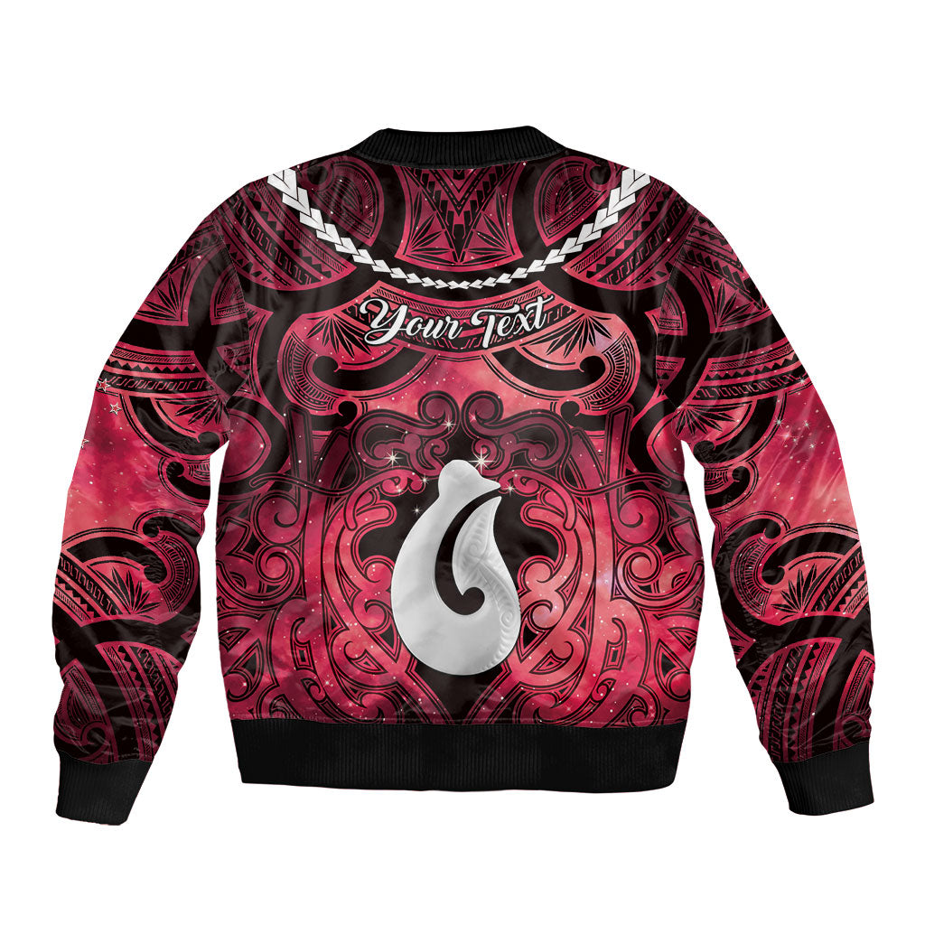 Personalised Maori Matariki Hei Matau Whero Bomber Jacket Maori Kowhaiwhai Pattern Galaxy LT01 - Polynesian Pride