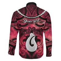 Personalised Maori Matariki Hei Matau Whero Family Matching Off The Shoulder Long Sleeve Dress and Hawaiian Shirt Maori Kowhaiwhai Pattern Galaxy LT01 - Polynesian Pride
