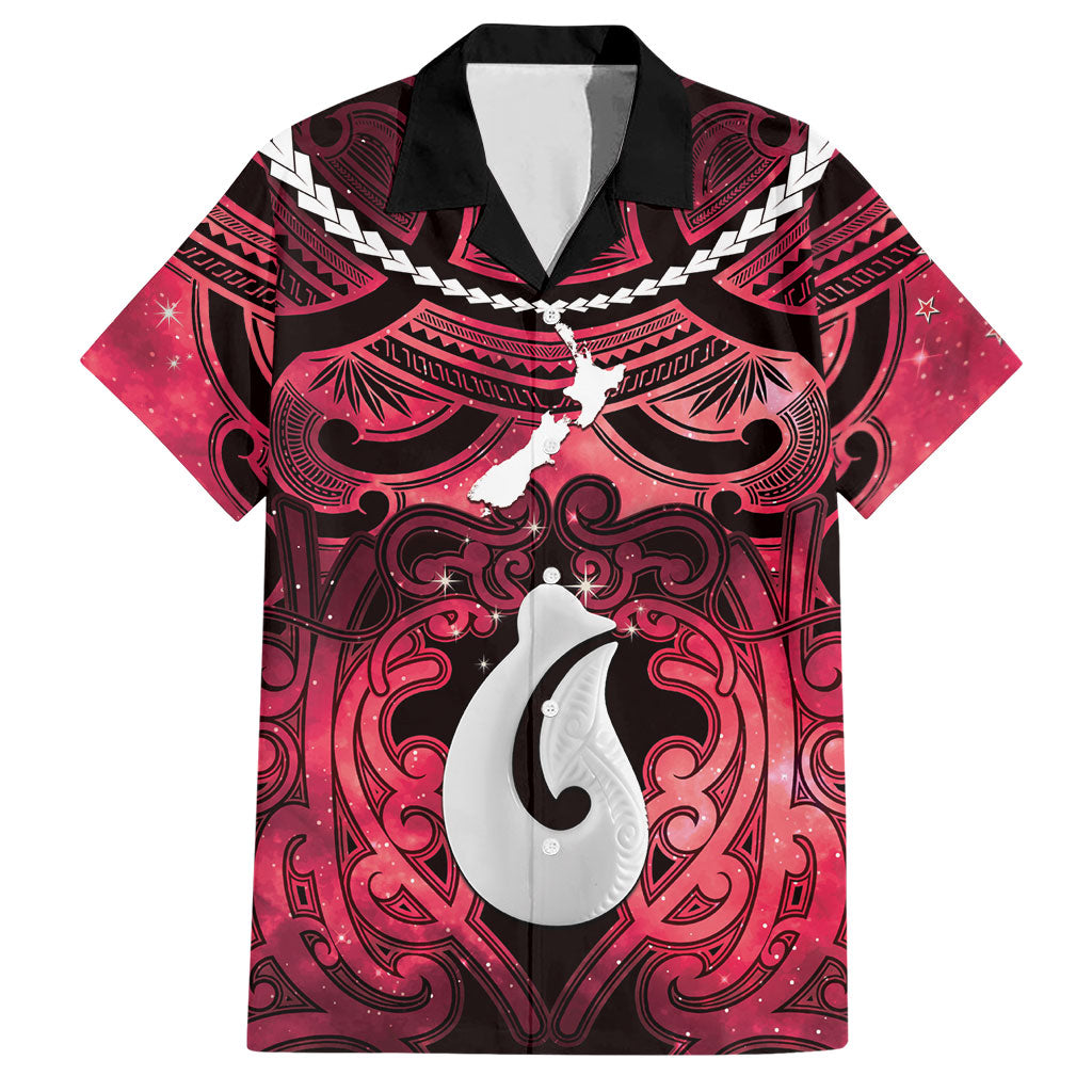 Personalised Maori Matariki Hei Matau Whero Hawaiian Shirt Maori Kowhaiwhai Pattern Galaxy
