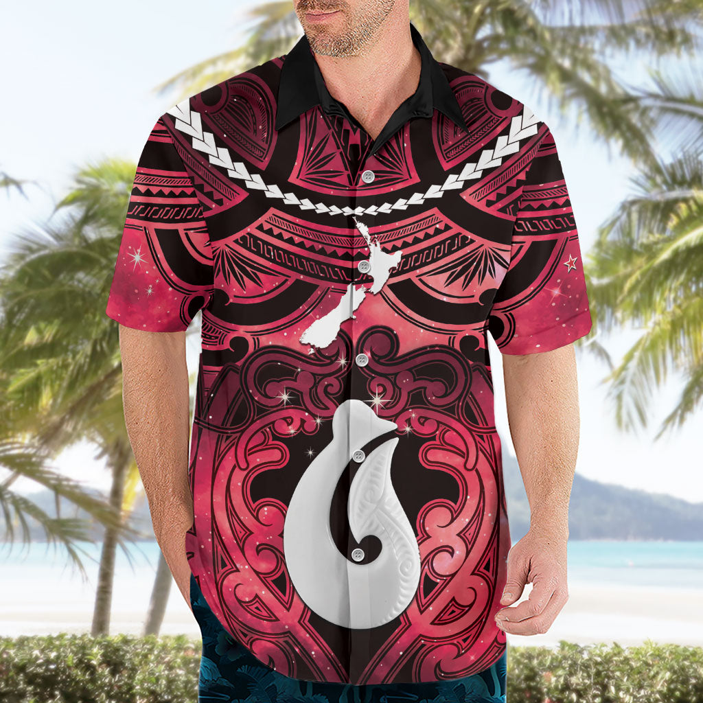 Personalised Maori Matariki Hei Matau Whero Hawaiian Shirt Maori Kowhaiwhai Pattern Galaxy