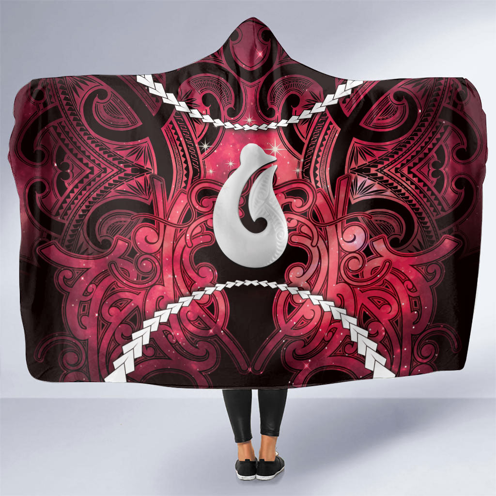 Maori Matariki Hei Matau Whero Hooded Blanket Maori Kowhaiwhai Pattern Galaxy