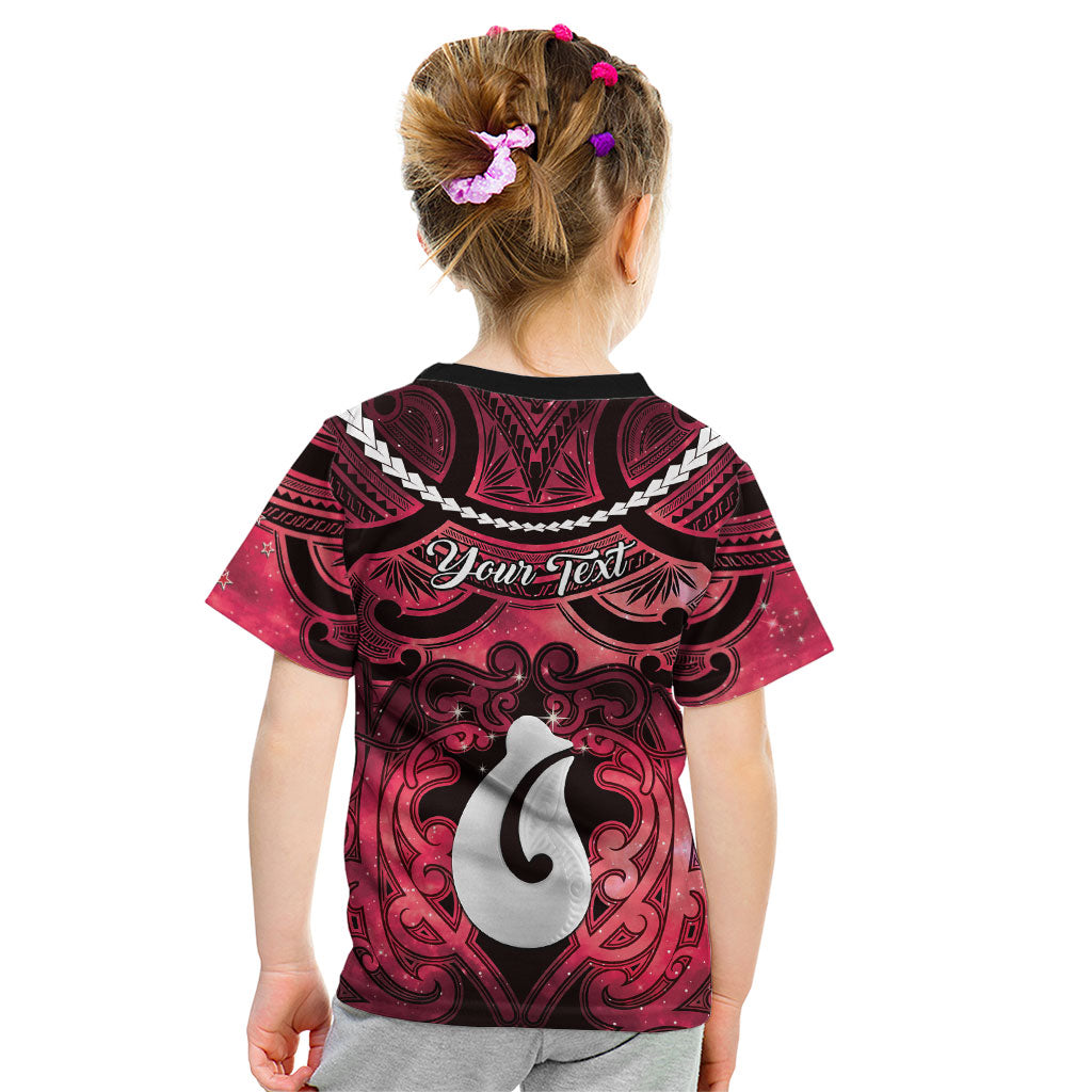 Personalised Maori Matariki Hei Matau Whero Kid T Shirt Maori Kowhaiwhai Pattern Galaxy LT01 - Polynesian Pride
