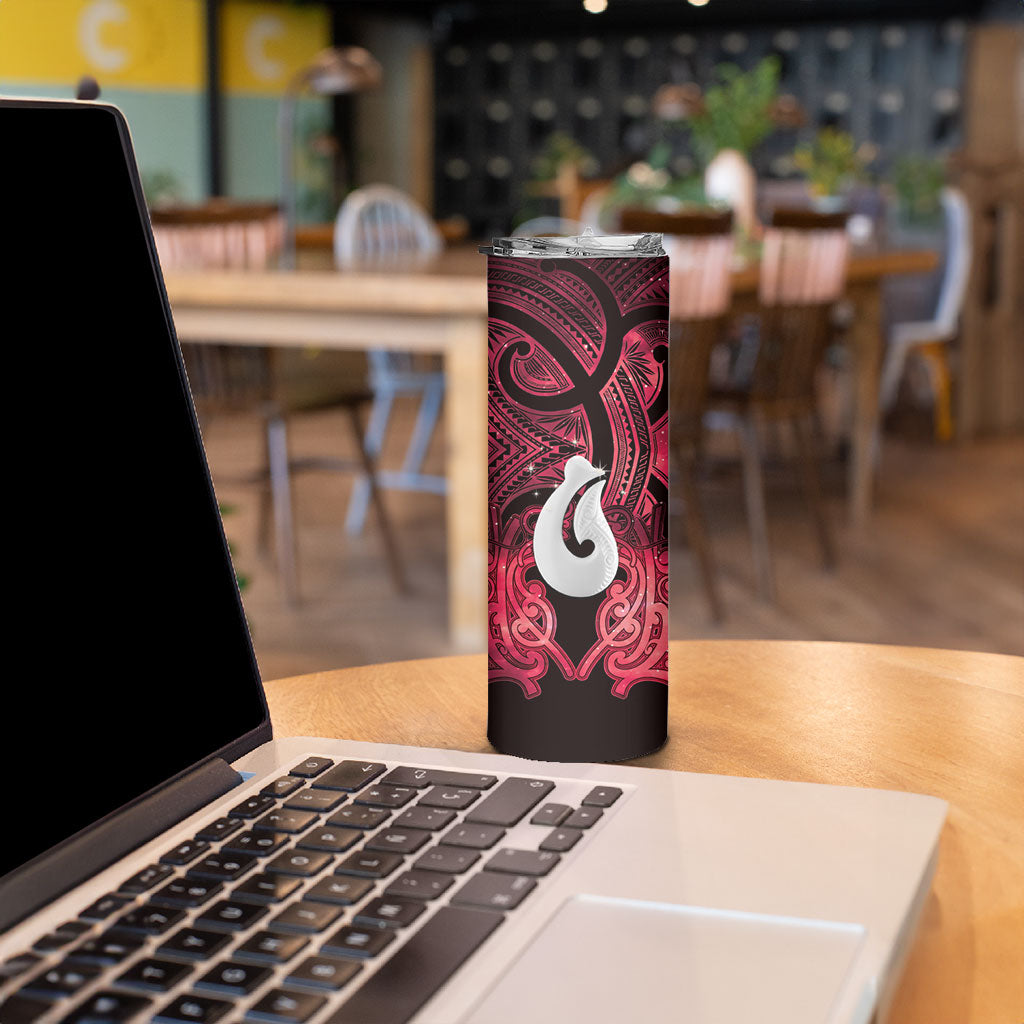 Personalised Maori Matariki Hei Matau Whero Skinny Tumbler Maori Kowhaiwhai Pattern Galaxy LT01 - Polynesian Pride