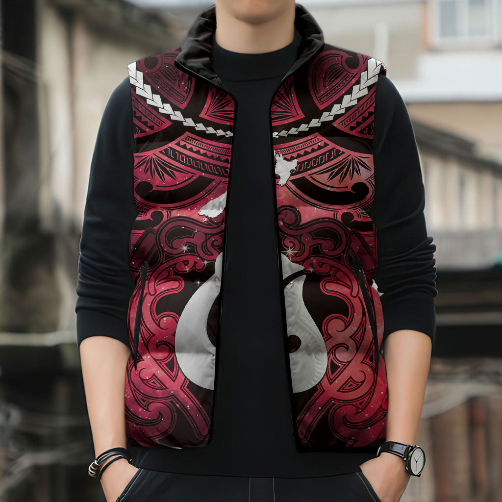 Personalised Maori Matariki Hei Matau Whero Sleeveless Puffer Jacket Maori Kowhaiwhai Pattern Galaxy LT01 - Polynesian Pride