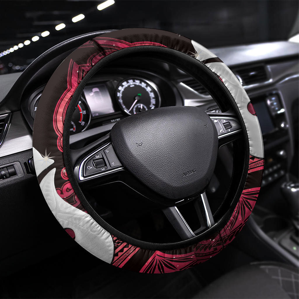 Maori Matariki Hei Matau Whero Steering Wheel Cover Maori Kowhaiwhai Pattern Galaxy