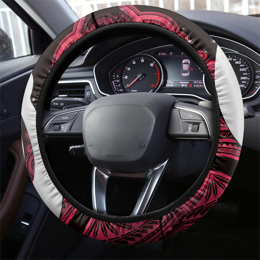 Maori Matariki Hei Matau Whero Steering Wheel Cover Maori Kowhaiwhai Pattern Galaxy LT01 - Polynesian Pride