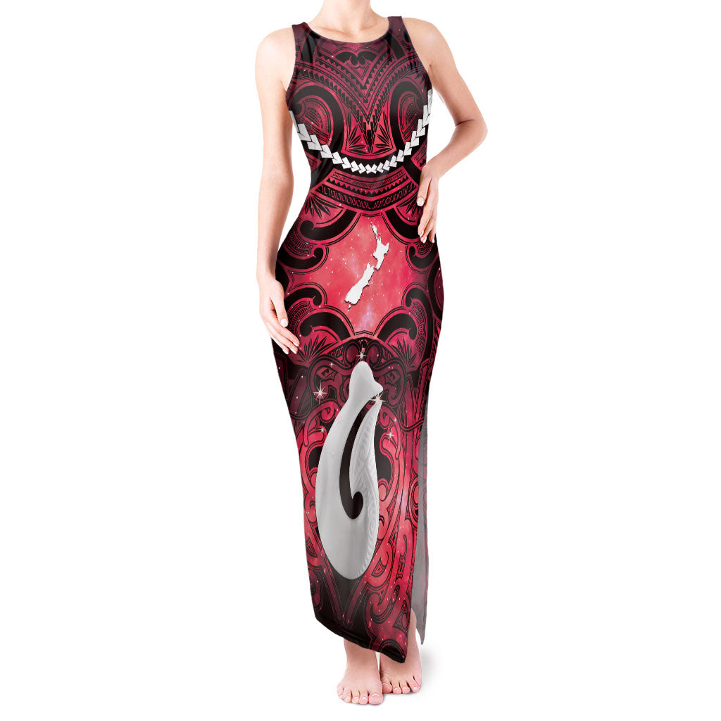 Personalised Maori Matariki Hei Matau Whero Tank Maxi Dress Maori Kowhaiwhai Pattern Galaxy