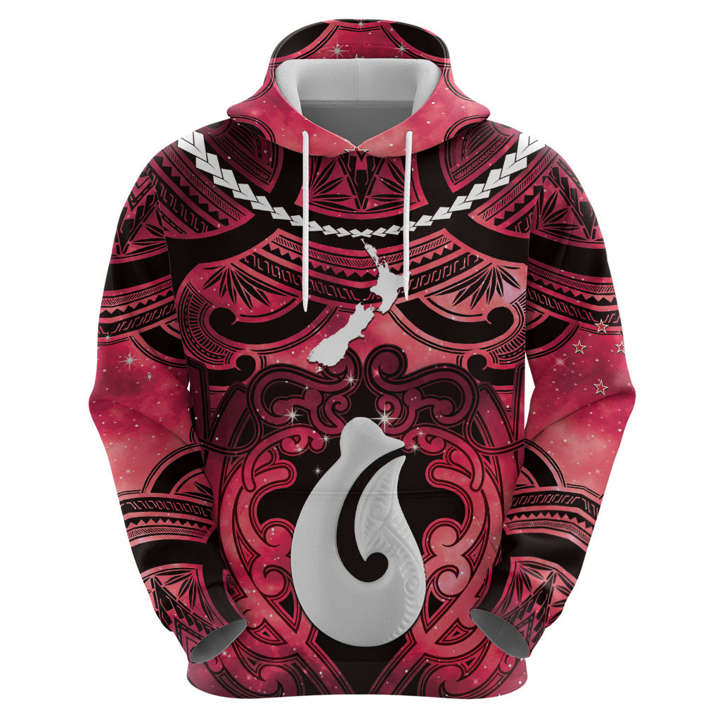 Personalised Maori Matariki Hei Matau Whero Zip Hoodie Maori Kowhaiwhai Pattern Galaxy LT01 - Polynesian Pride