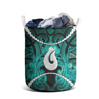 Maori Matariki Hei Matau Turquoise Laundry Basket Maori Kowhaiwhai Pattern Galaxy LT01 - Polynesian Pride