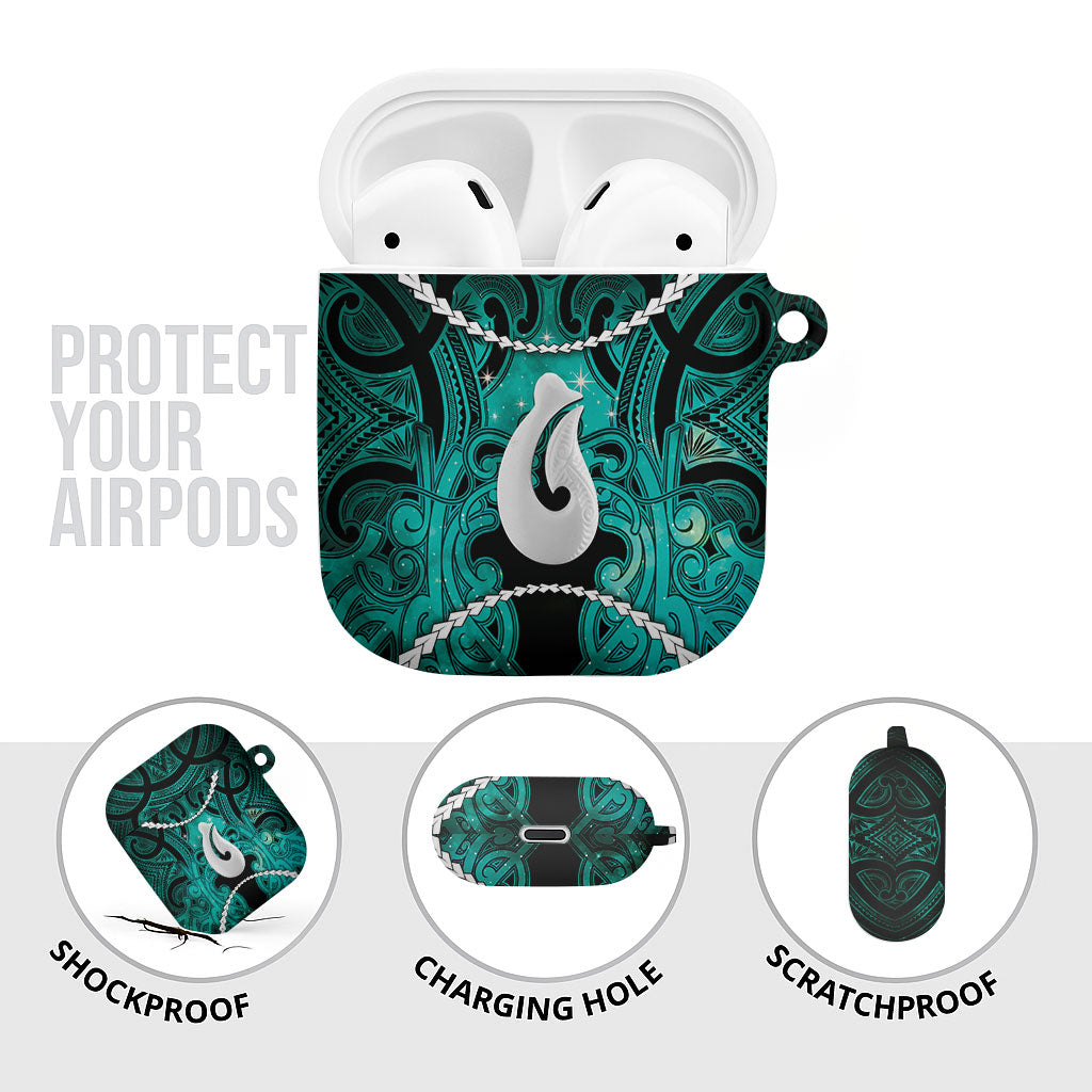 Maori Matariki Hei Matau Turquoise AirPods Case Maori Kowhaiwhai Pattern Galaxy LT01 - Polynesian Pride