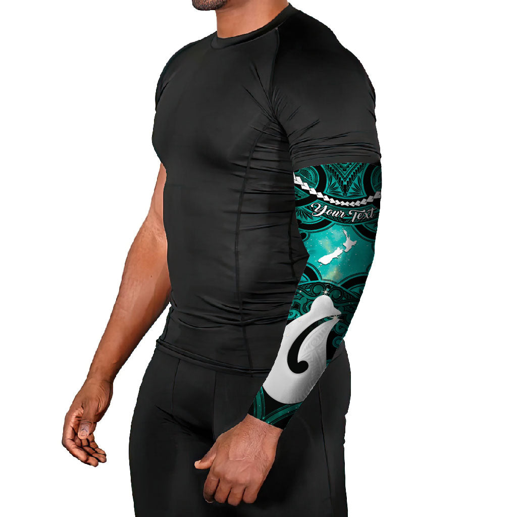 Personalised Maori Matariki Hei Matau Turquoise Arm Sleeves Maori Kowhaiwhai Pattern Galaxy LT01 - Polynesian Pride