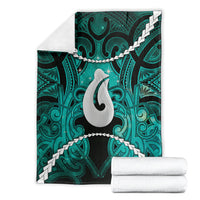 Maori Matariki Hei Matau Turquoise Blanket Maori Kowhaiwhai Pattern Galaxy LT01 - Polynesian Pride