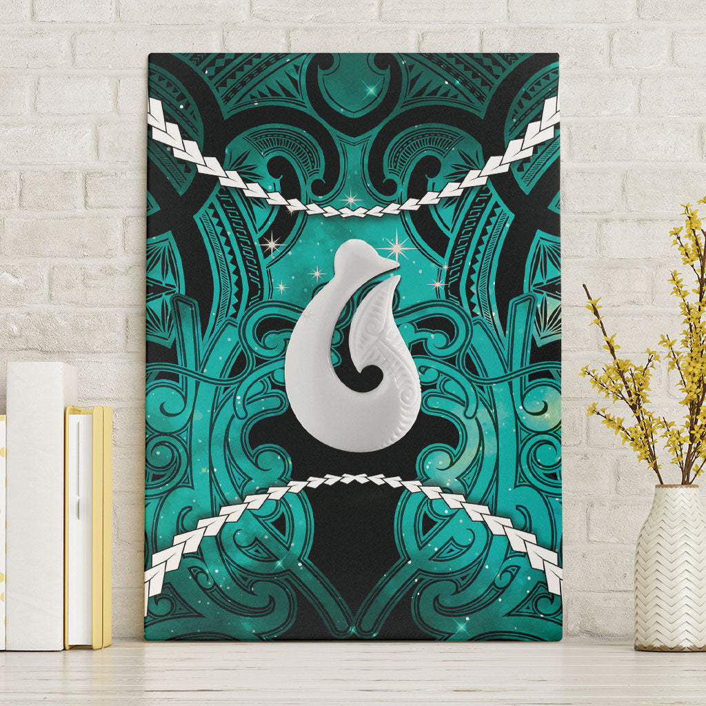 Maori Matariki Hei Matau Turquoise Canvas Wall Art Maori Kowhaiwhai Pattern Galaxy LT01 Without Frame Turquoise - Polynesian Pride