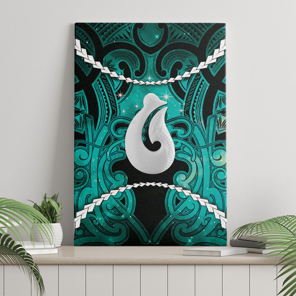 Maori Matariki Hei Matau Turquoise Canvas Wall Art Maori Kowhaiwhai Pattern Galaxy LT01 - Polynesian Pride