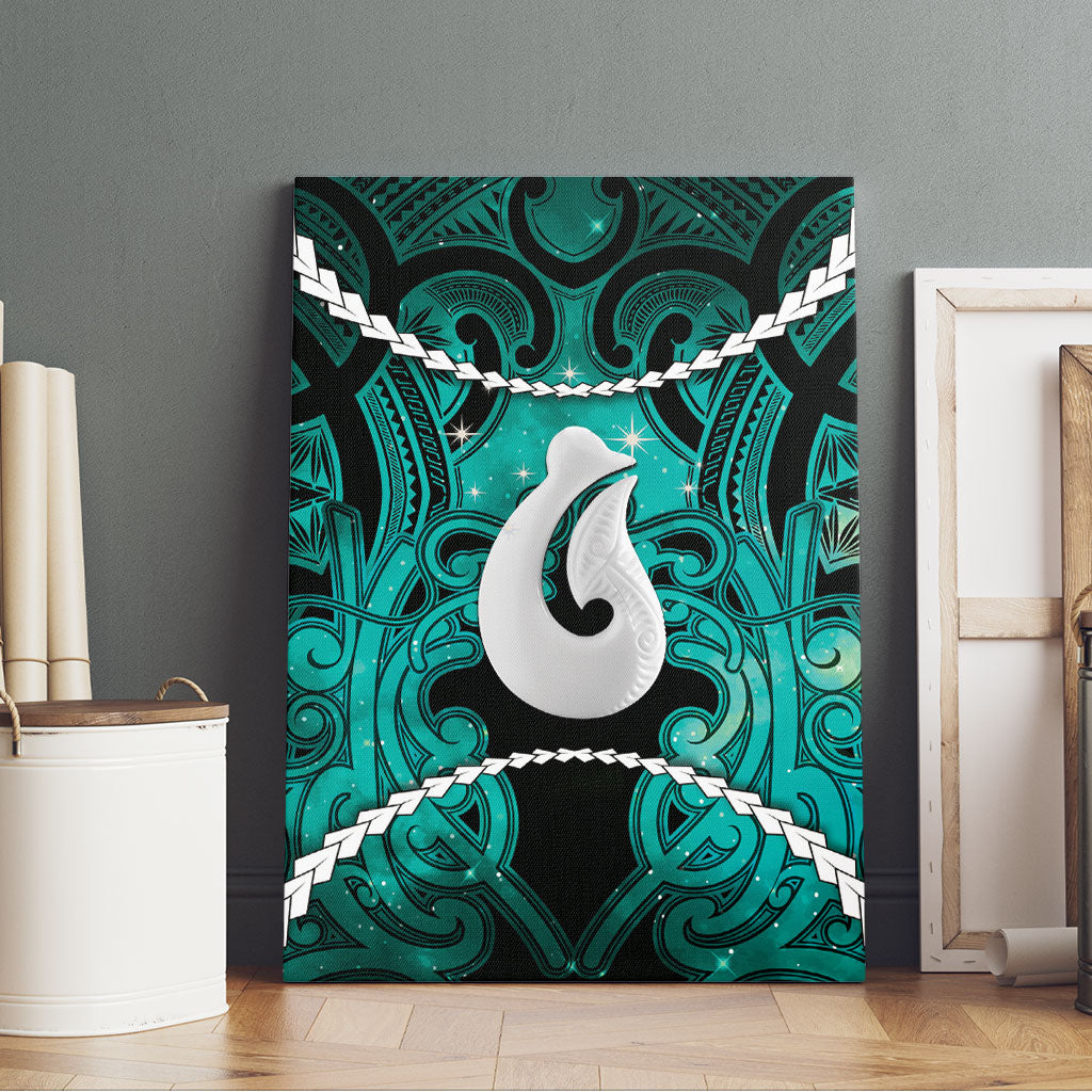 Maori Matariki Hei Matau Turquoise Canvas Wall Art Maori Kowhaiwhai Pattern Galaxy LT01 - Polynesian Pride
