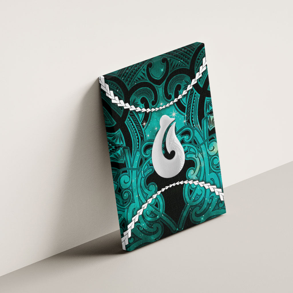 Maori Matariki Hei Matau Turquoise Canvas Wall Art Maori Kowhaiwhai Pattern Galaxy LT01 - Polynesian Pride