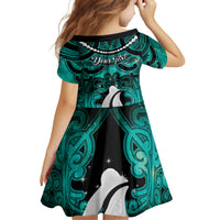 Personalised Maori Matariki Hei Matau Turquoise Family Matching Off The Shoulder Long Sleeve Dress and Hawaiian Shirt Maori Kowhaiwhai Pattern Galaxy LT01 - Polynesian Pride