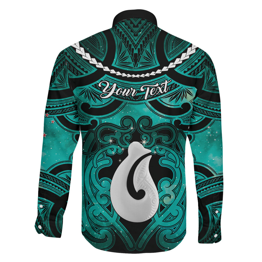Personalised Maori Matariki Hei Matau Turquoise Family Matching Puletasi and Hawaiian Shirt Maori Kowhaiwhai Pattern Galaxy LT01 - Polynesian Pride