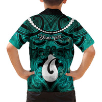Personalised Maori Matariki Hei Matau Turquoise Family Matching Summer Maxi Dress and Hawaiian Shirt Maori Kowhaiwhai Pattern Galaxy LT01 - Polynesian Pride