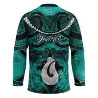 Personalised Maori Matariki Hei Matau Turquoise Hockey Jersey Maori Kowhaiwhai Pattern Galaxy LT01 - Polynesian Pride