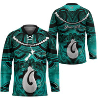 Personalised Maori Matariki Hei Matau Turquoise Hockey Jersey Maori Kowhaiwhai Pattern Galaxy LT01 - Polynesian Pride