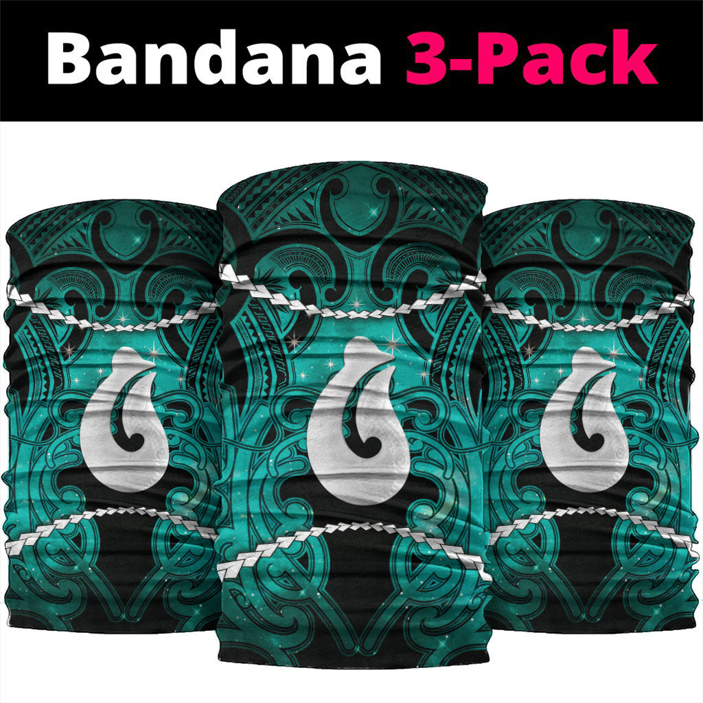 Maori Matariki Hei Matau Turquoise Neck Gaiter Maori Kowhaiwhai Pattern Galaxy