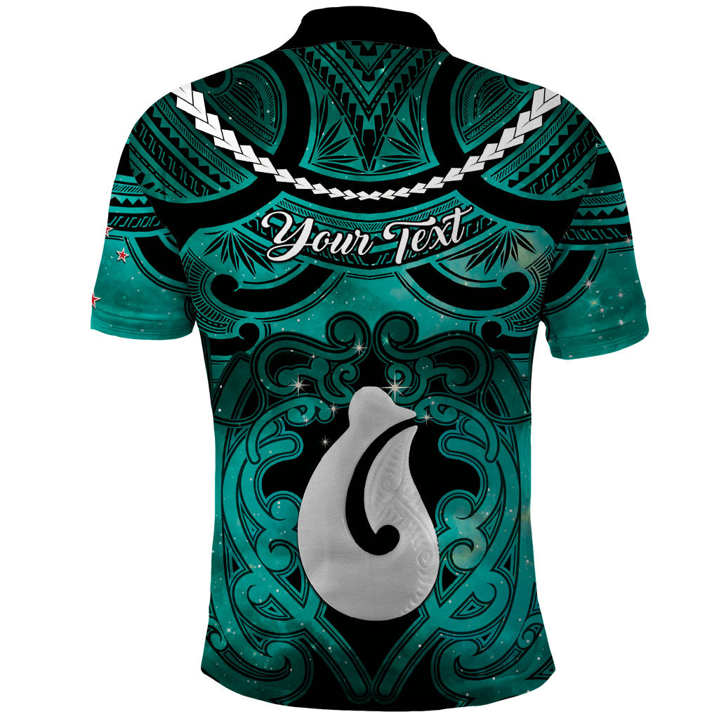 Personalised Maori Matariki Hei Matau Turquoise Polo Shirt Maori Kowhaiwhai Pattern Galaxy LT01 - Polynesian Pride