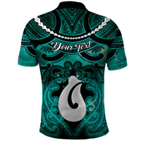 Personalised Maori Matariki Hei Matau Turquoise Polo Shirt Maori Kowhaiwhai Pattern Galaxy LT01 - Polynesian Pride