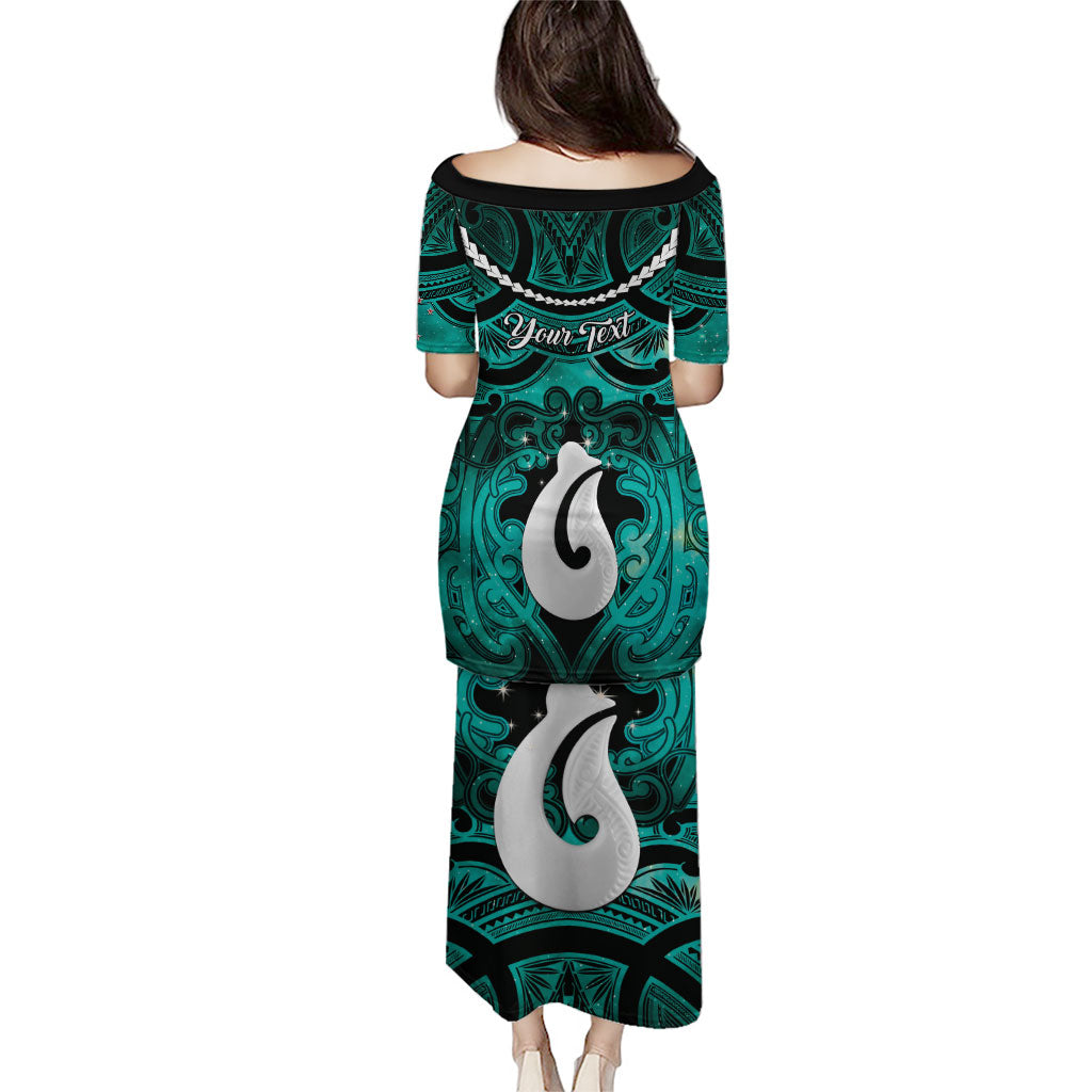 Personalised Maori Matariki Hei Matau Turquoise Puletasi Maori Kowhaiwhai Pattern Galaxy LT01 - Polynesian Pride