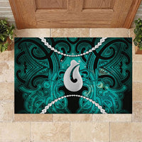 Maori Matariki Hei Matau Turquoise Rubber Doormat Maori Kowhaiwhai Pattern Galaxy LT01 Turquoise - Polynesian Pride