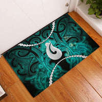 Maori Matariki Hei Matau Turquoise Rubber Doormat Maori Kowhaiwhai Pattern Galaxy LT01 - Polynesian Pride