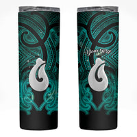 Personalised Maori Matariki Hei Matau Turquoise Skinny Tumbler Maori Kowhaiwhai Pattern Galaxy LT01 Turquoise - Polynesian Pride