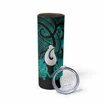 Personalised Maori Matariki Hei Matau Turquoise Skinny Tumbler Maori Kowhaiwhai Pattern Galaxy LT01 - Polynesian Pride