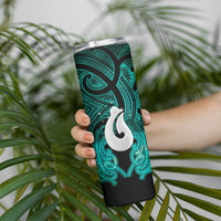 Personalised Maori Matariki Hei Matau Turquoise Skinny Tumbler Maori Kowhaiwhai Pattern Galaxy LT01 - Polynesian Pride