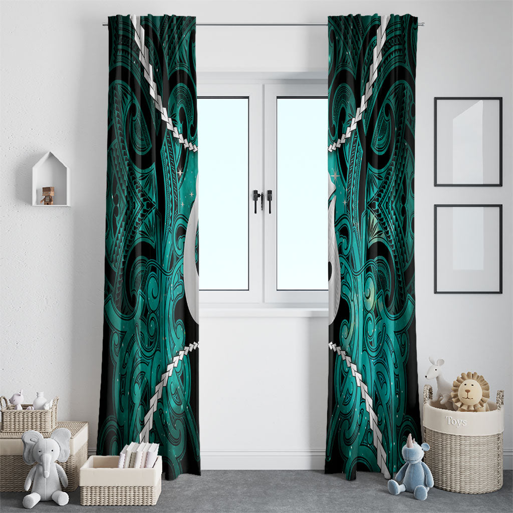 Maori Matariki Hei Matau Turquoise Window Curtain Maori Kowhaiwhai Pattern Galaxy LT01 - Polynesian Pride