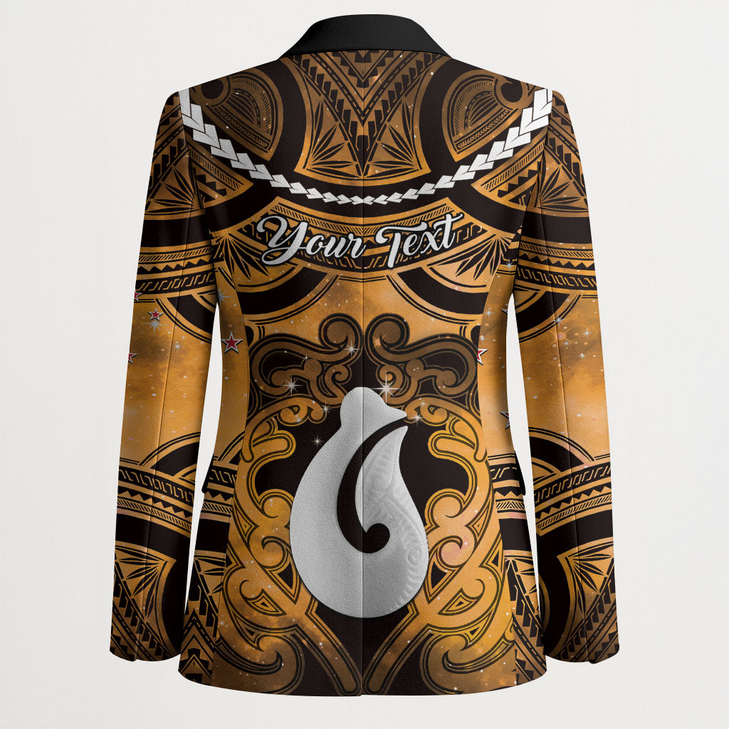 Personalised Maori Matariki Hei Matau Kowhai Blazer Maori Kowhaiwhai Pattern Galaxy