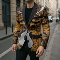 Personalised Maori Matariki Hei Matau Kowhai Blazer Maori Kowhaiwhai Pattern Galaxy