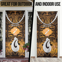 Personalised Maori Matariki Hei Matau Kowhai Door Cover Maori Kowhaiwhai Pattern Galaxy LT01 - Polynesian Pride